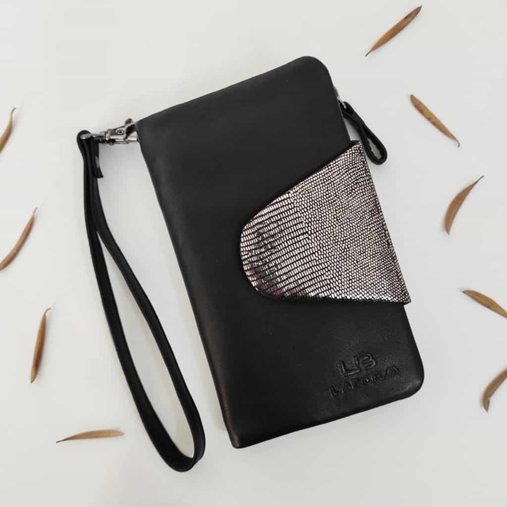 ארנק עור שחור לנשים