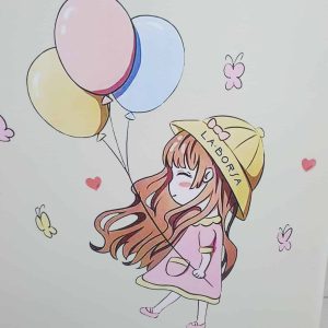 מזוודת ילדים בעיצוב ילדה עם בלונים – S (20 אינץ')
