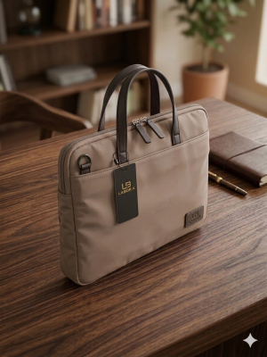 תיק דק למחשב חום עם גוון חולי-קרמי