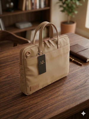 תיק דק ללפטופ 13 אינץ' בז' עם לוגו LB